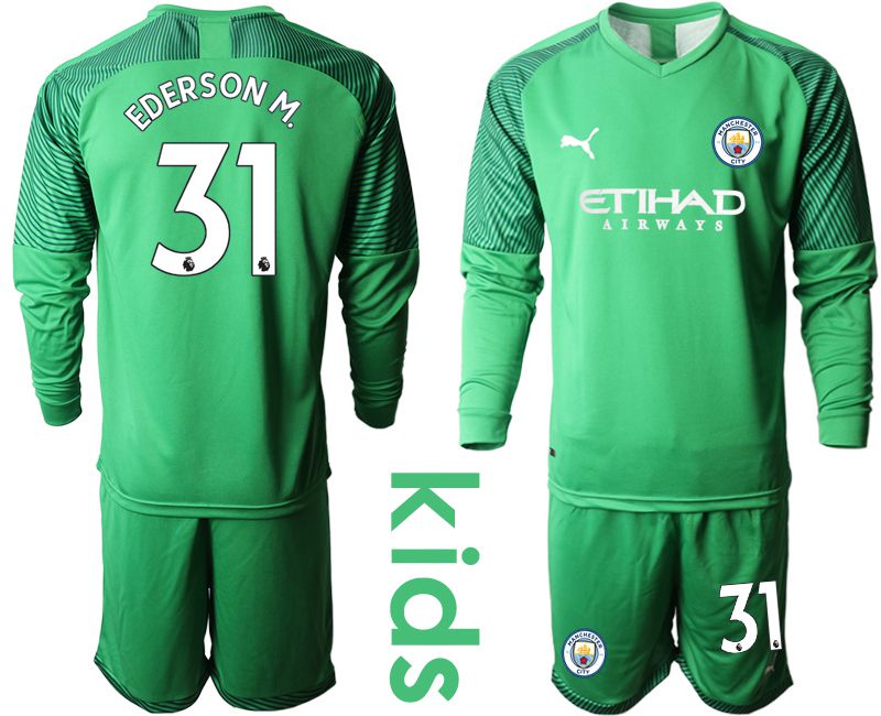 Youth 2019-2020 club Manchester City green goalkeeper long sleeve #31 Soccer Jerseys->manchester city jersey->Soccer Club Jersey